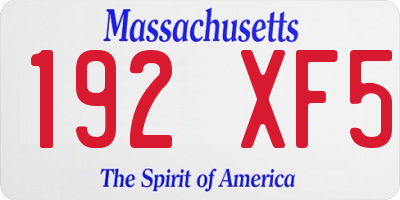 MA license plate 192XF5