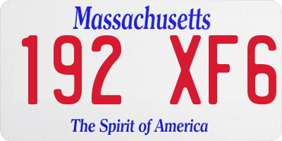 MA license plate 192XF6