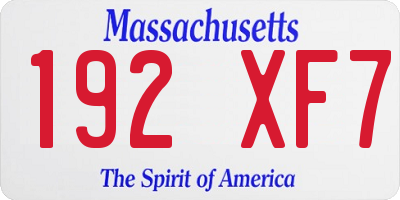 MA license plate 192XF7