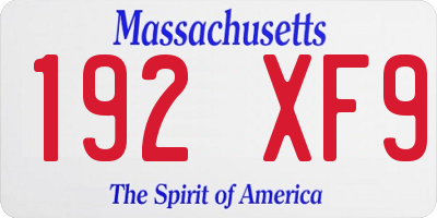 MA license plate 192XF9