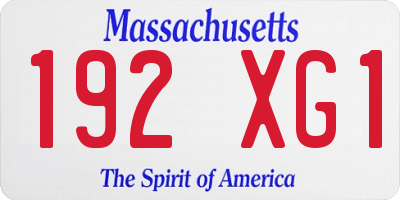 MA license plate 192XG1