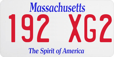 MA license plate 192XG2