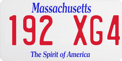MA license plate 192XG4