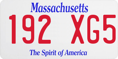 MA license plate 192XG5