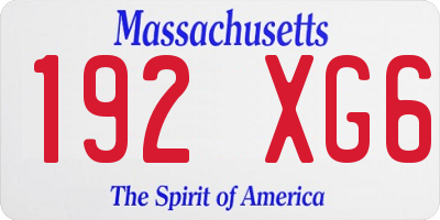 MA license plate 192XG6