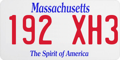 MA license plate 192XH3