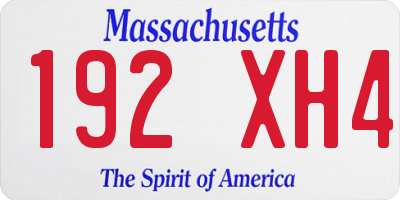 MA license plate 192XH4