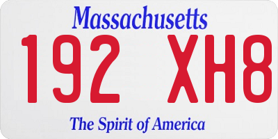 MA license plate 192XH8