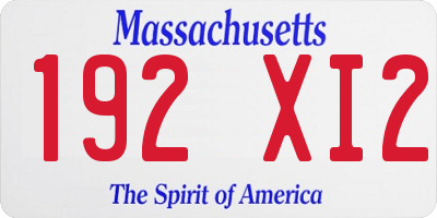MA license plate 192XI2