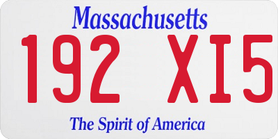 MA license plate 192XI5