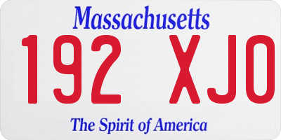 MA license plate 192XJ0