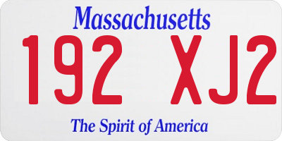MA license plate 192XJ2