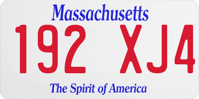 MA license plate 192XJ4