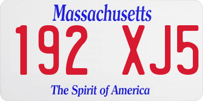 MA license plate 192XJ5