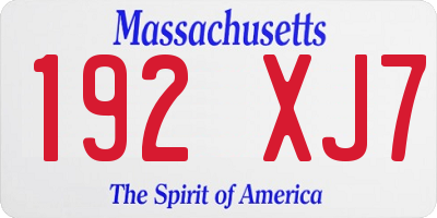 MA license plate 192XJ7