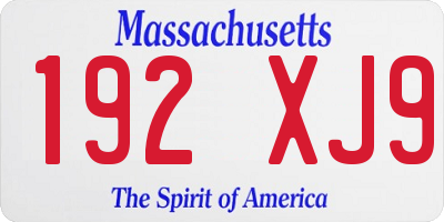 MA license plate 192XJ9