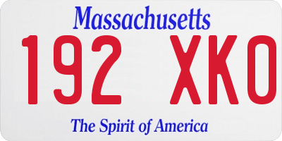 MA license plate 192XK0
