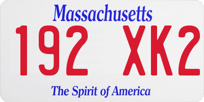 MA license plate 192XK2