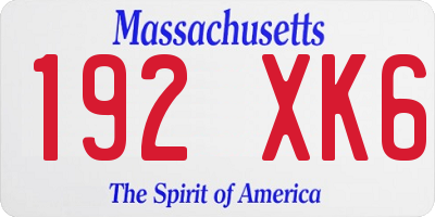 MA license plate 192XK6