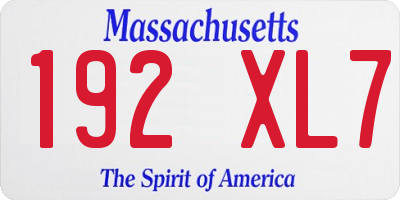 MA license plate 192XL7