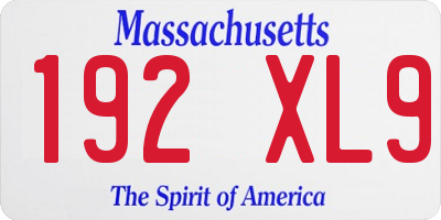 MA license plate 192XL9
