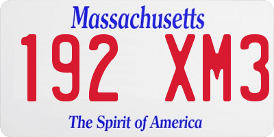 MA license plate 192XM3