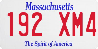 MA license plate 192XM4