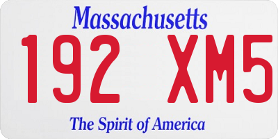 MA license plate 192XM5