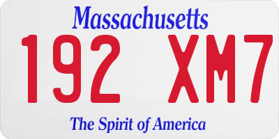 MA license plate 192XM7