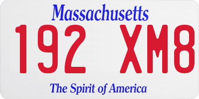 MA license plate 192XM8