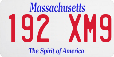 MA license plate 192XM9