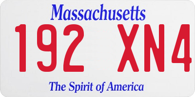 MA license plate 192XN4