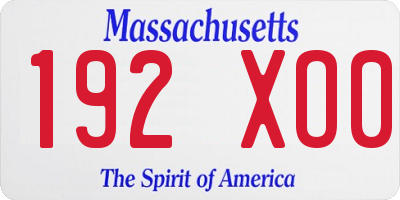 MA license plate 192XO0