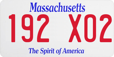 MA license plate 192XO2