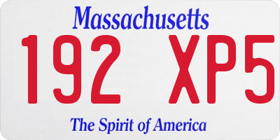 MA license plate 192XP5