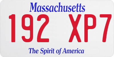 MA license plate 192XP7