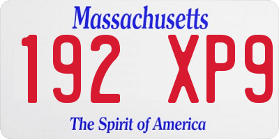 MA license plate 192XP9