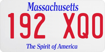 MA license plate 192XQ0