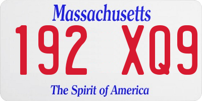 MA license plate 192XQ9