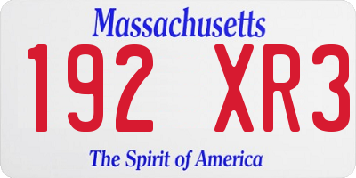 MA license plate 192XR3