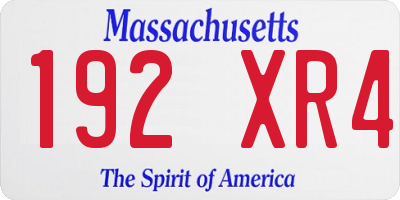 MA license plate 192XR4