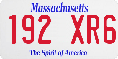 MA license plate 192XR6