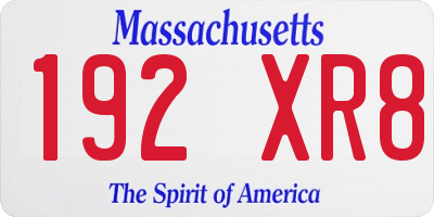 MA license plate 192XR8