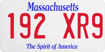 MA license plate 192XR9