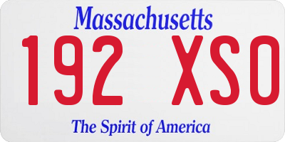MA license plate 192XS0