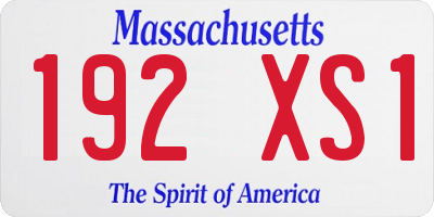 MA license plate 192XS1