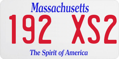 MA license plate 192XS2