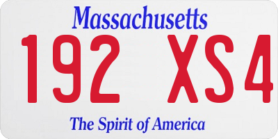 MA license plate 192XS4