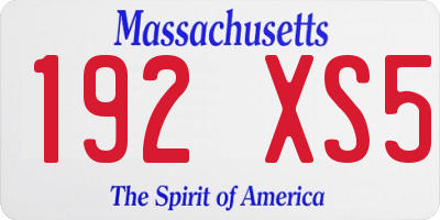 MA license plate 192XS5