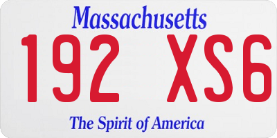 MA license plate 192XS6